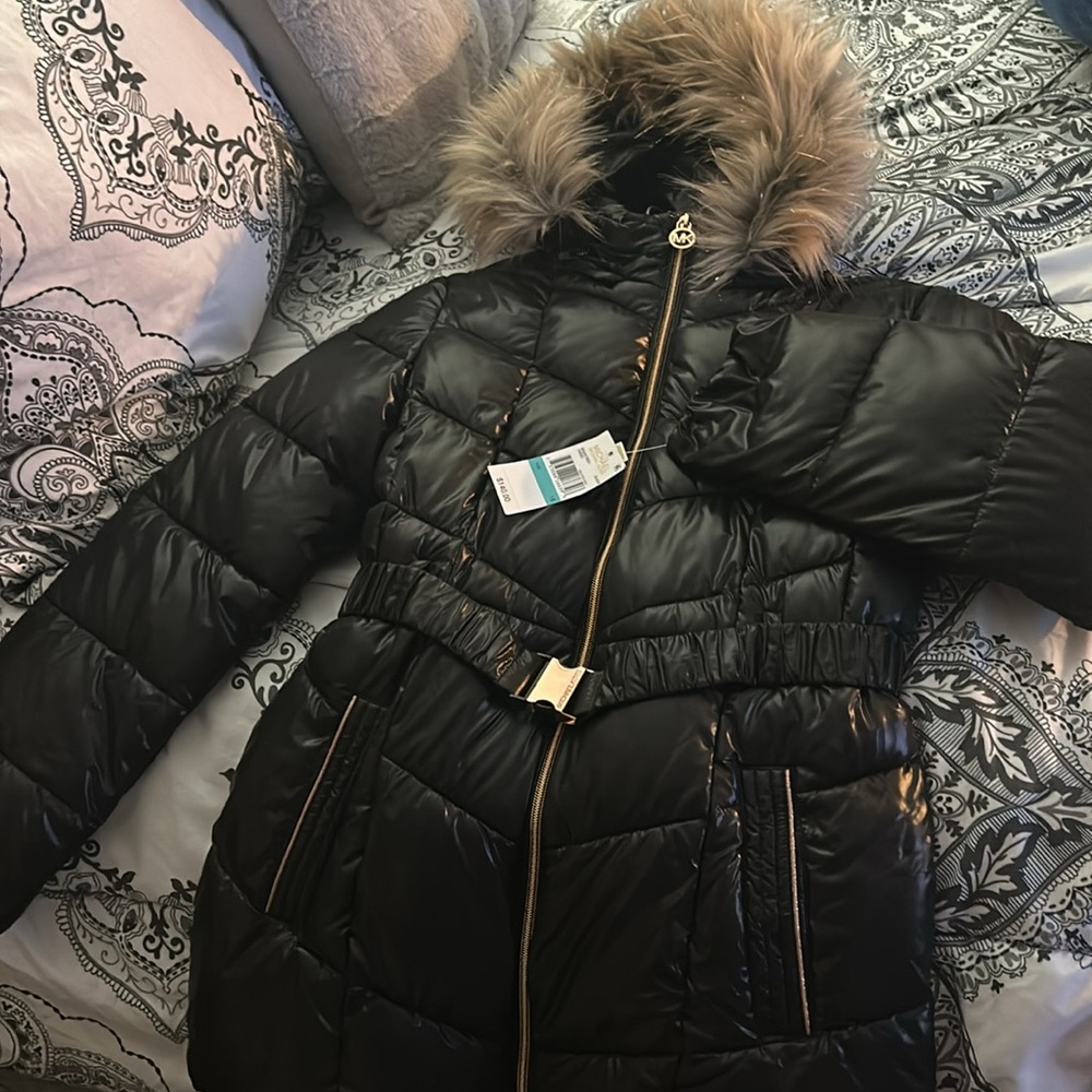 Brand New with Tags Michael Kors Big Girls Black Winter Coat Size 16 - Picture 2 of 8